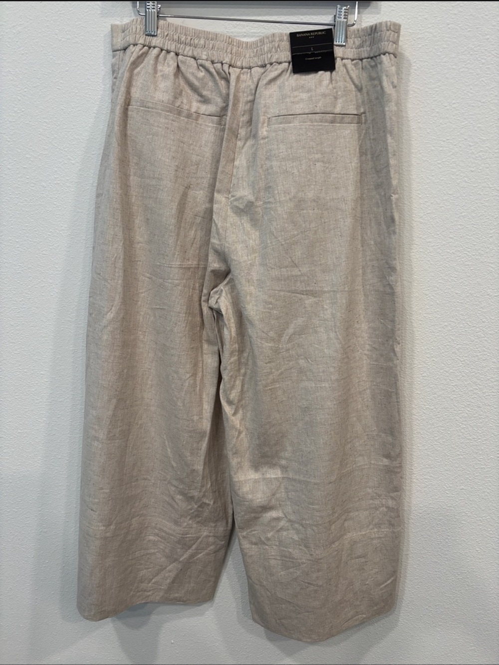 Banana Republic Linen Blend Beige Cropped Pants Women’s L - Picture 5 of 8